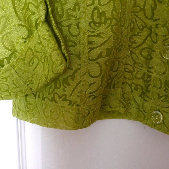 Kerry Brooke Women's Sheer Blouse Top Button Down Shirt Green Size Petite M - Picture 3 of 7